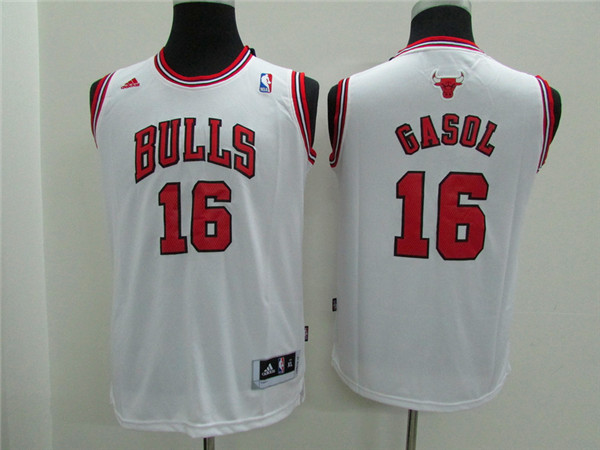NBA Youth Chicago Bulls 16 Gasol white Game Nike Jerseys